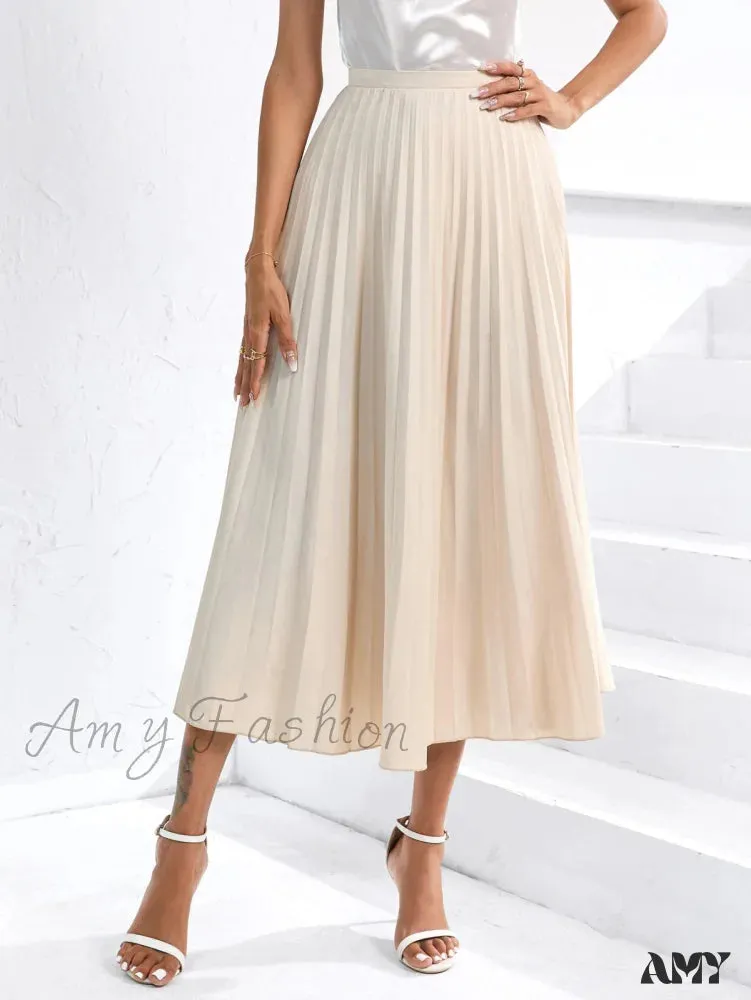 Amy Fashion - Solid Pleated Skirt Workwear