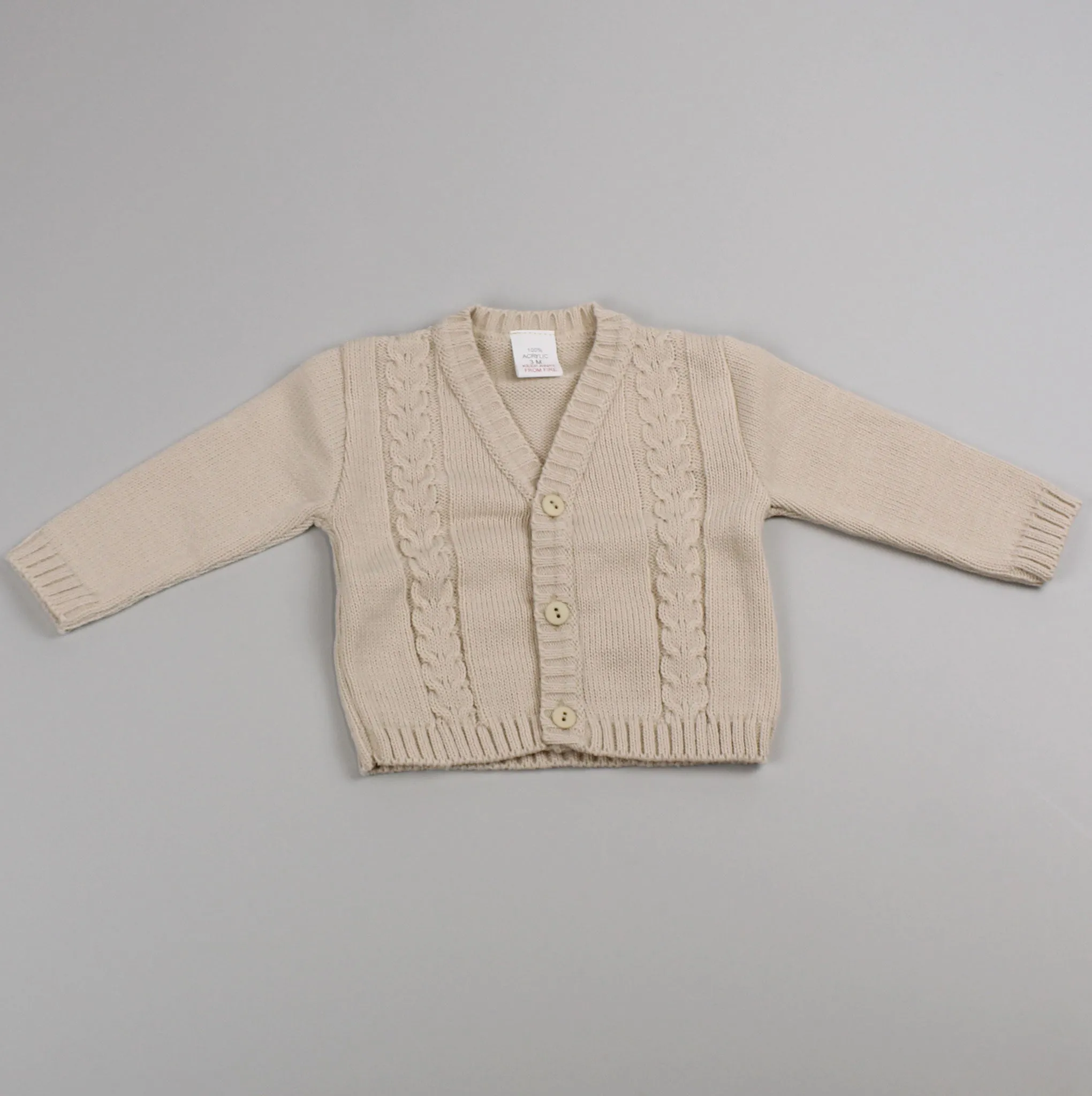 Baby Boys Cardigan Cable Knit - Beige