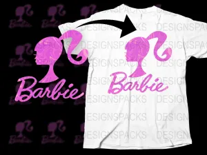 Barbie Silhouette Graphic Pink Pattern Png Digital Download