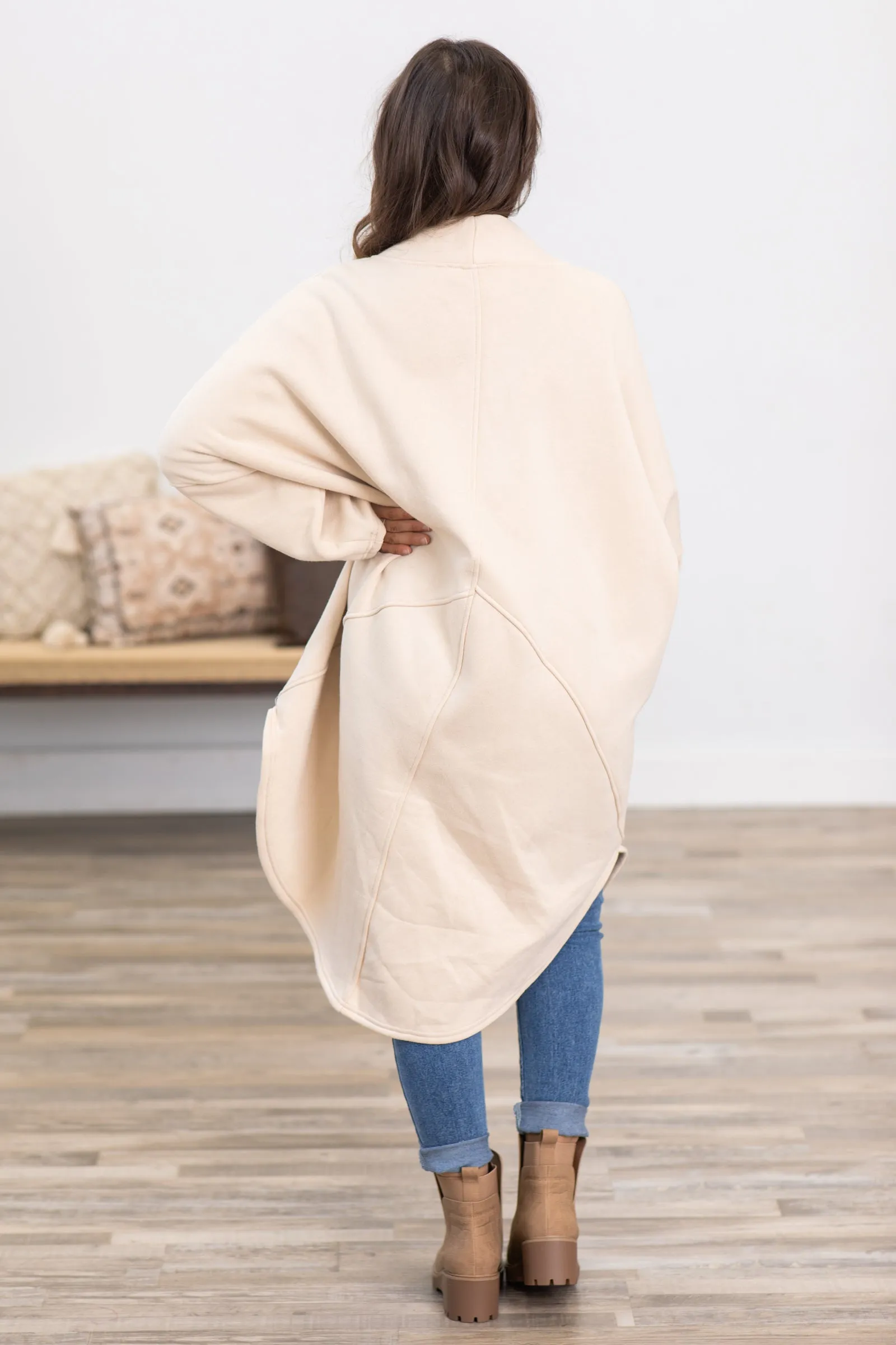 Beige Cozy Round Hem Cardigan