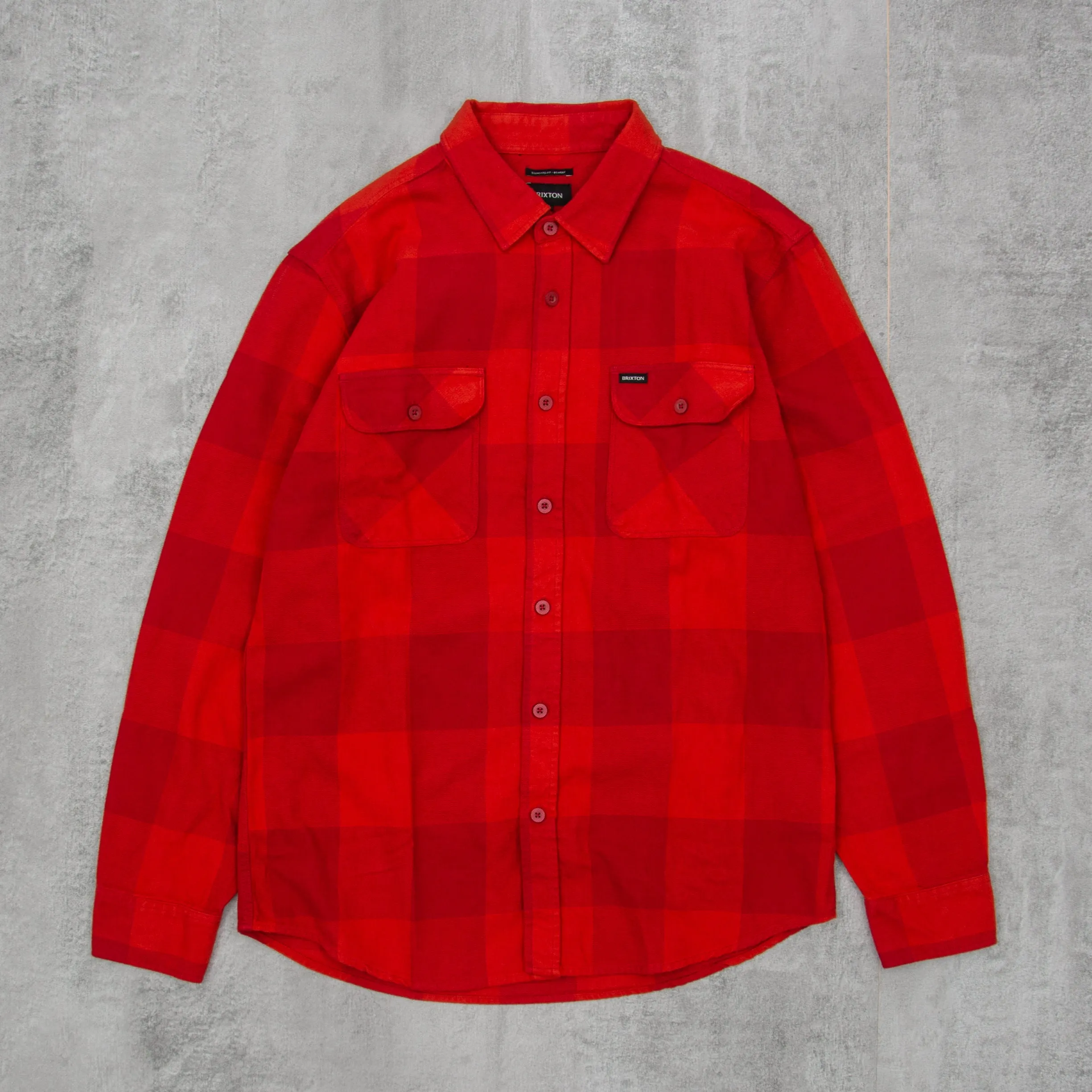 Brixton Bowery L/S Flannel Shirt - Crimson / Aurora Red