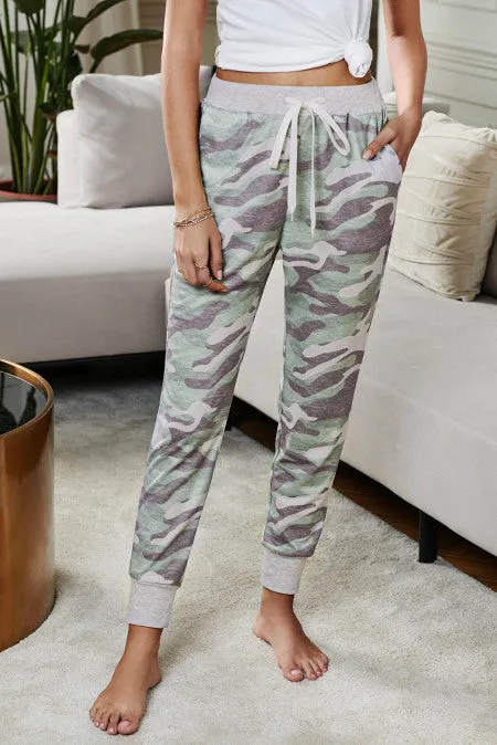 Camo Print Knit Sport Pants Joggers