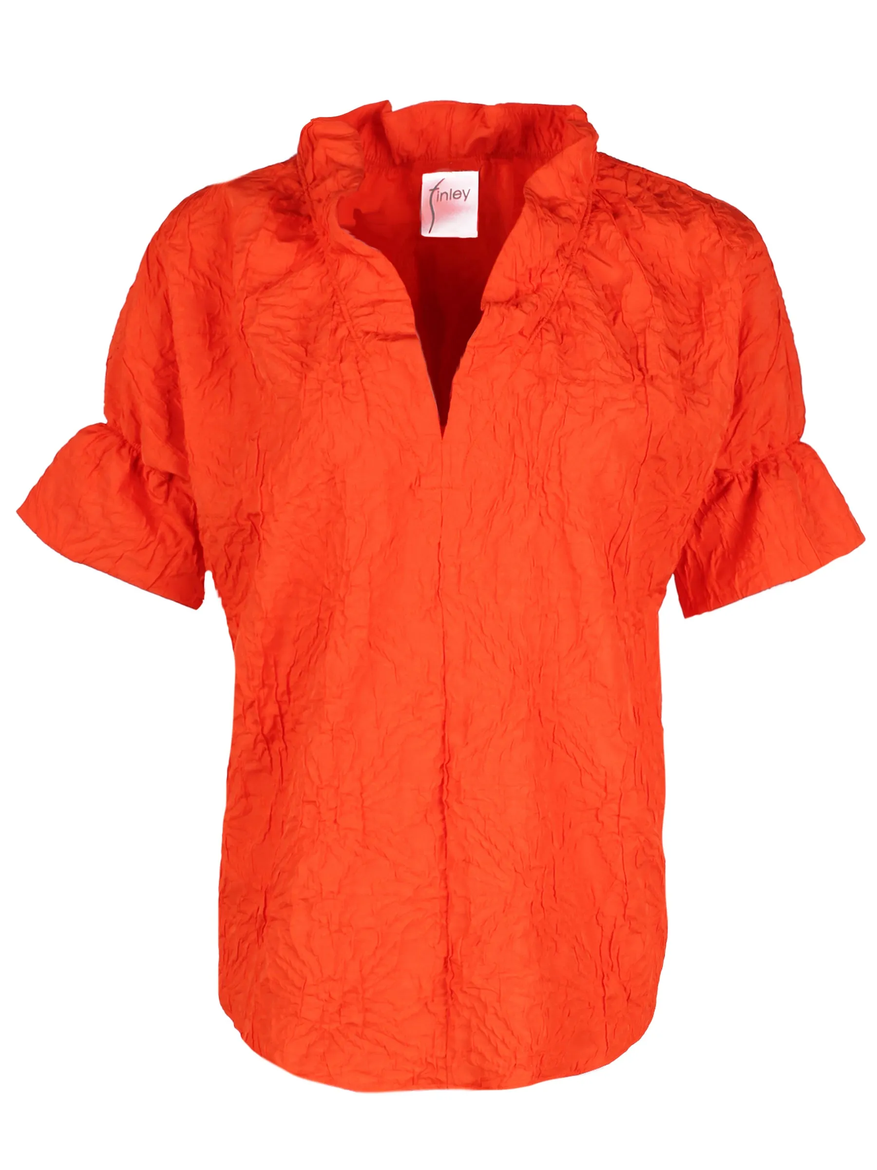 Crosby Top Orange Crushed Textured Jacquard