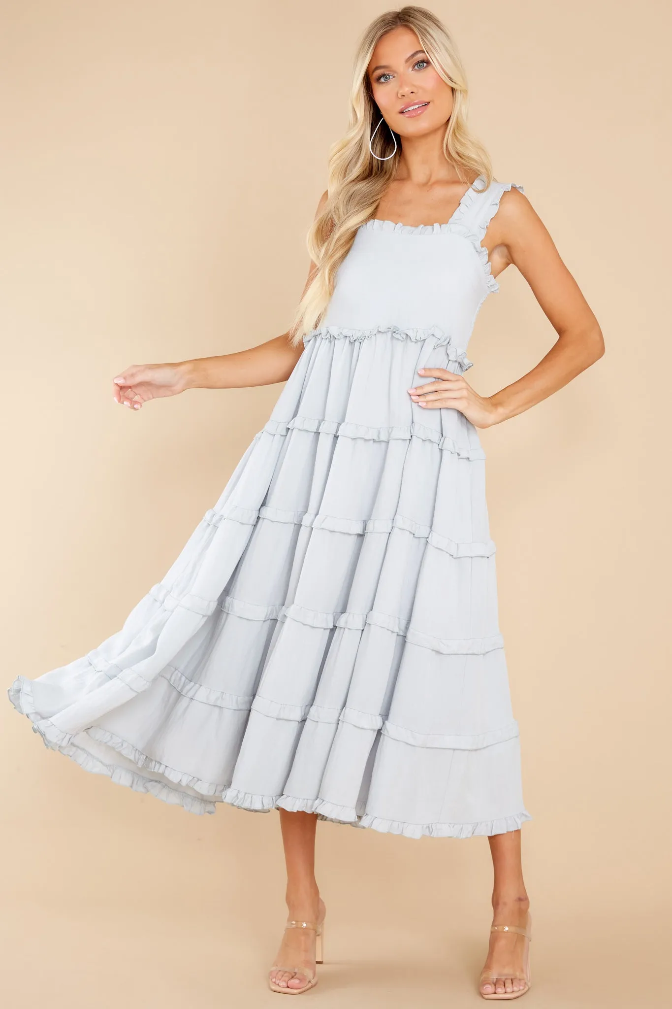 Easy Morning Light Blue Midi Dress