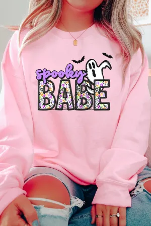 Faux Embroidery Spooky Babe Heavy-weight Crew Sweatshirt