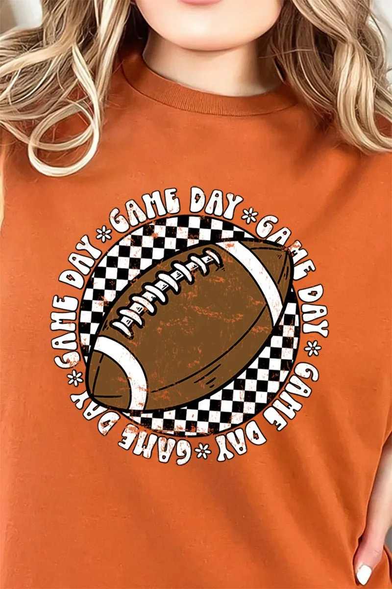 Football Retro Circle Game Day Short Sleeve Relaxed Fit T-Shirt