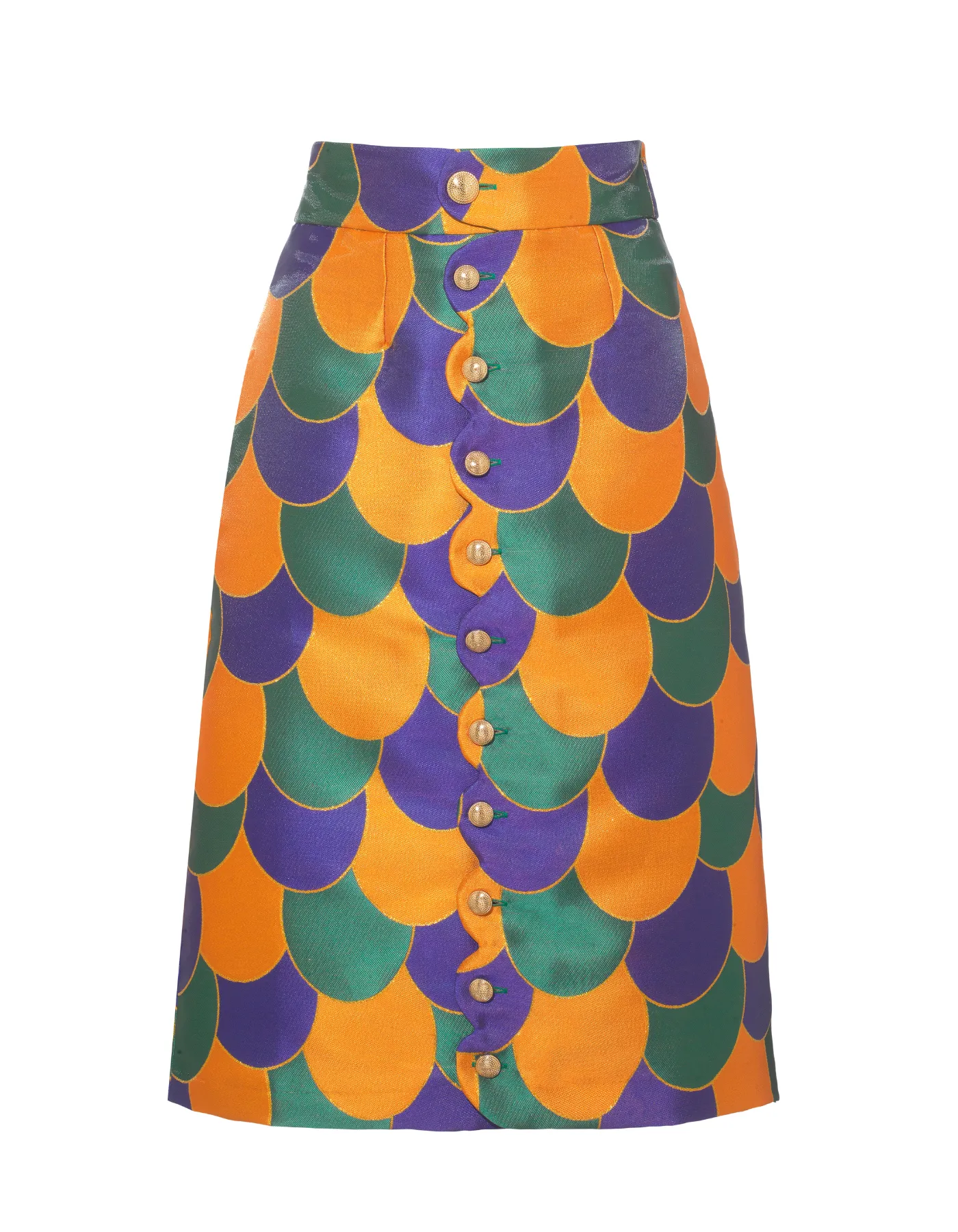 Frankie Purple Beach Print Silk Jacquard Skirt