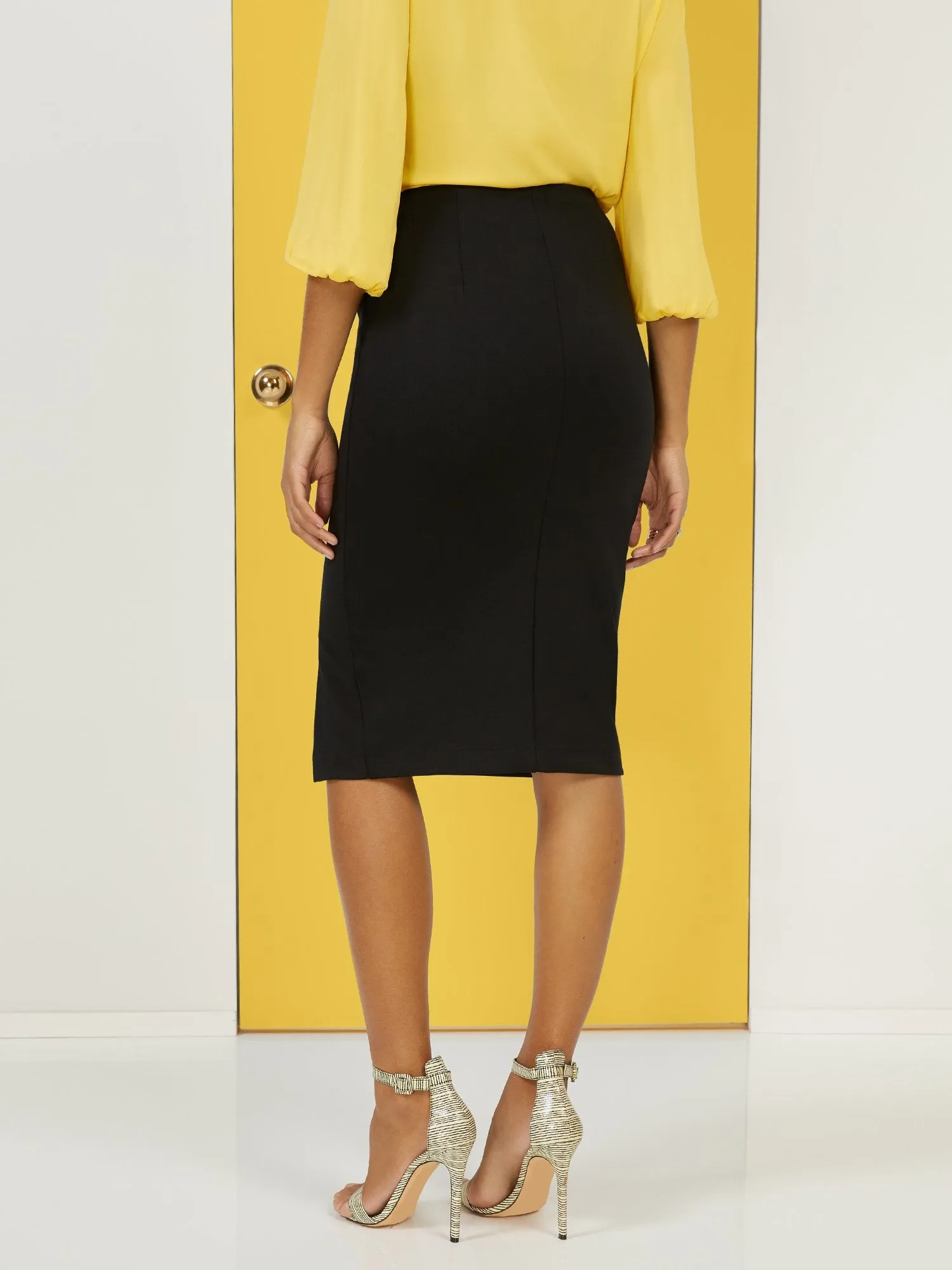 High-Waisted Side Button Pencil Skirt - Superflex