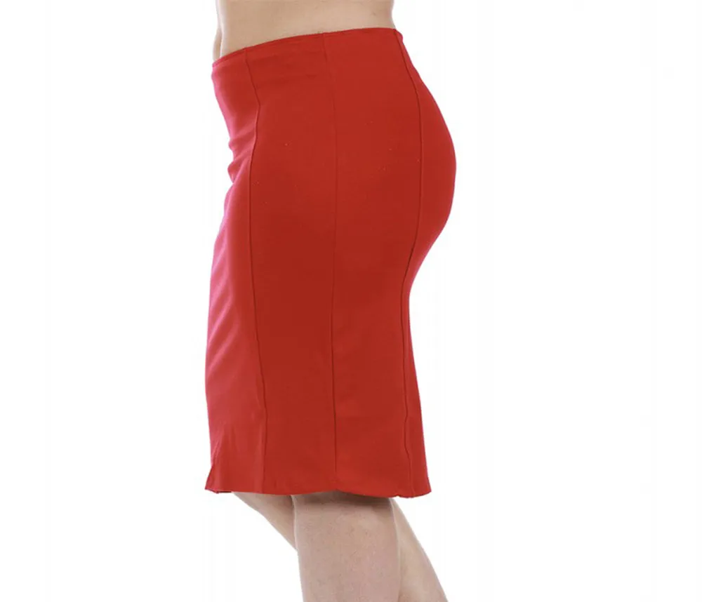 InstantFigure Curvy Plus Size Short Pencil Skirt with Back Zip 16807MC