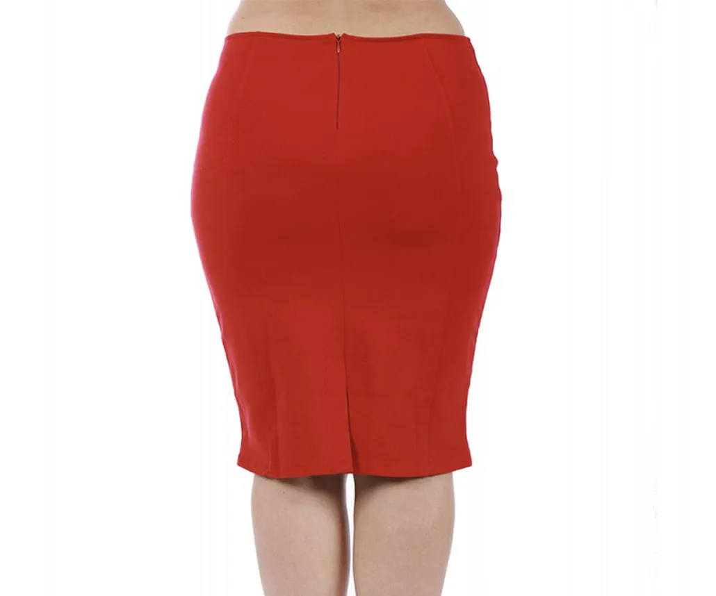 InstantFigure Curvy Plus Size Short Pencil Skirt with Back Zip 16807MC