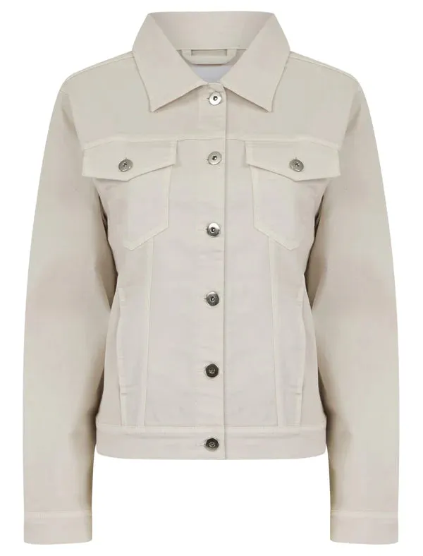 IVORY COTTON STRETCH DENIM JACKET