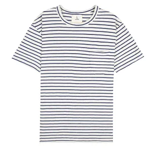 La Paz Pocket T-Shirt Off White / Blue Stripes