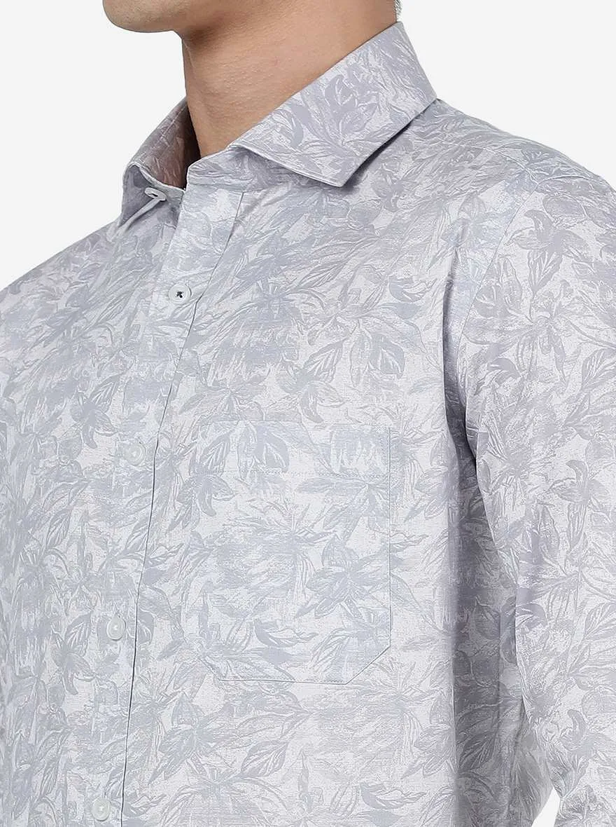 Light Purple Printed Slim Fit Formal Shirt | Greenfibre