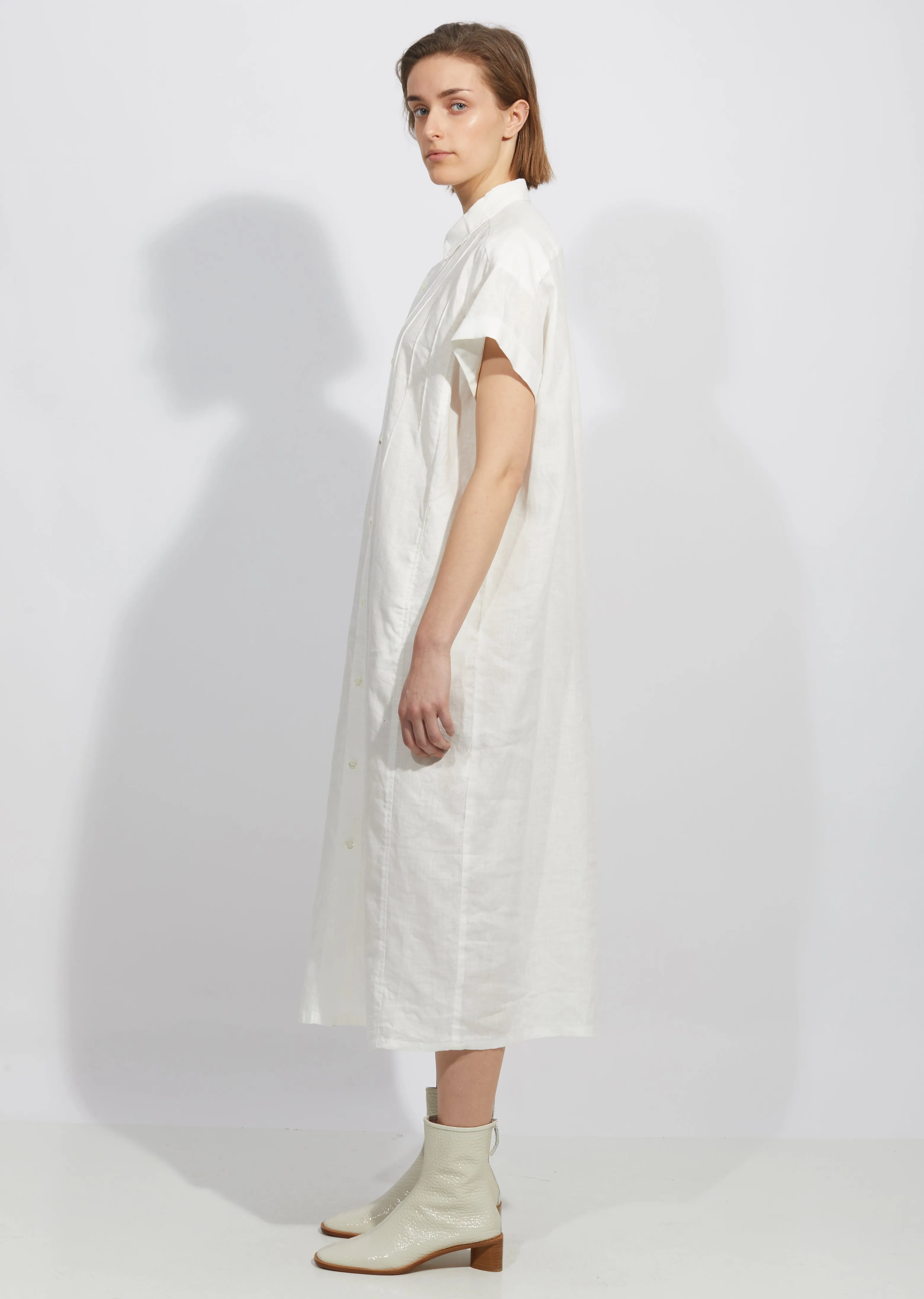 Linen Tuck Shirt Dress