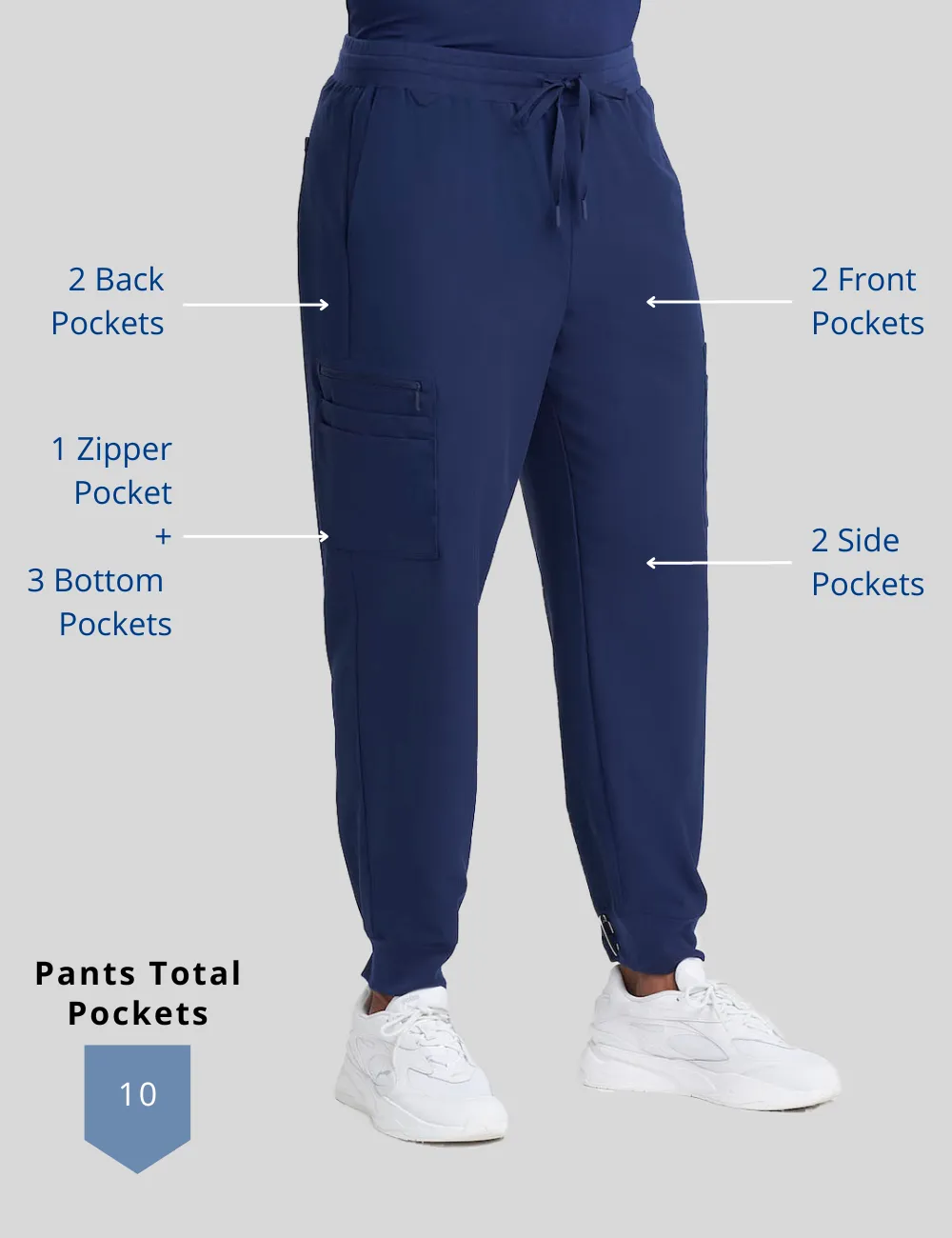 Mens 10-Pocket Jogger Scrub Pants - Royal Blue