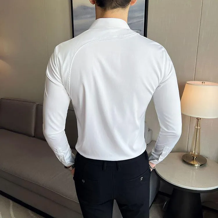 Men's Slim Fit Long Sleeve Shirt with Strap Detail – Casual Dress Shirt for Stylish Looks