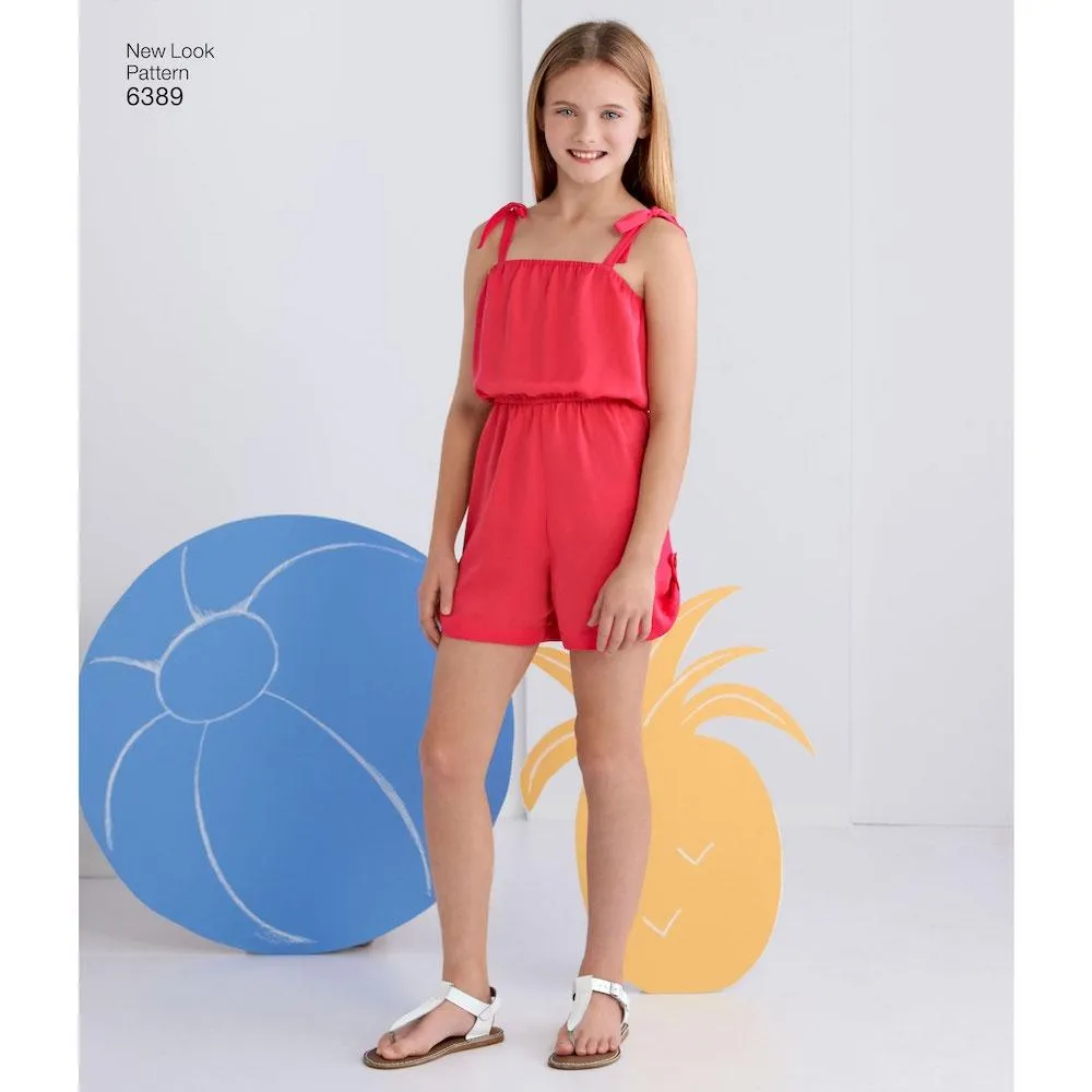 Newlook Pattern 6389 Girls' Easy Jumpsuit, Romper and Dresses