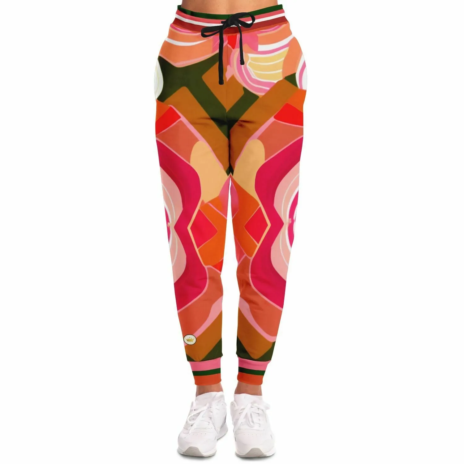 Orange Posie Floral Eco-Poly Unisex Joggers