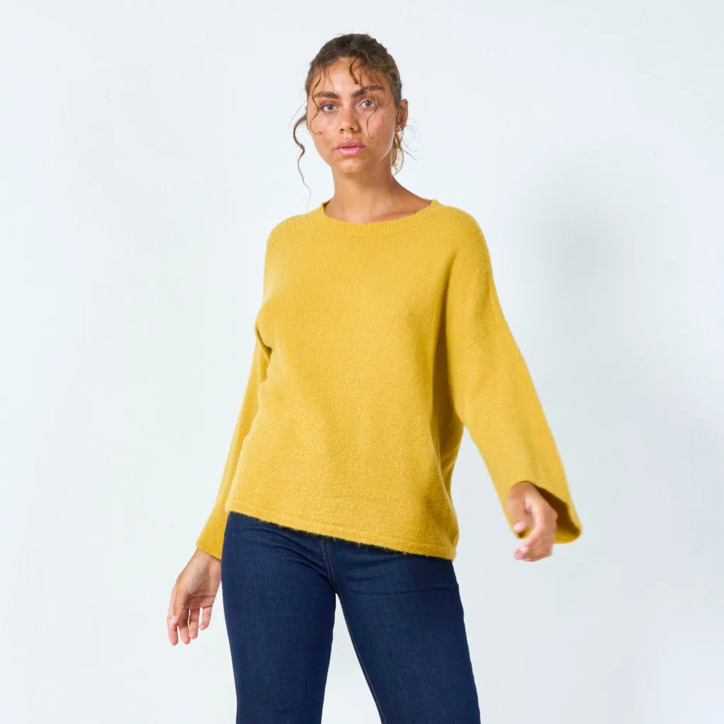 Oversized crewneck knit sweater wholesale