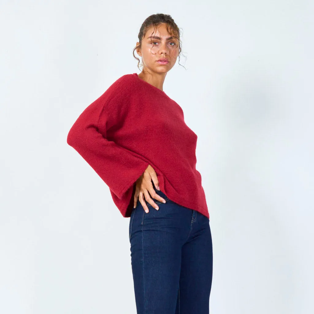 Oversized crewneck knit sweater wholesale