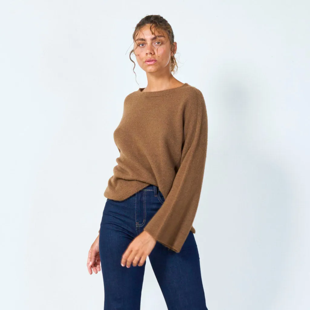 Oversized crewneck knit sweater wholesale