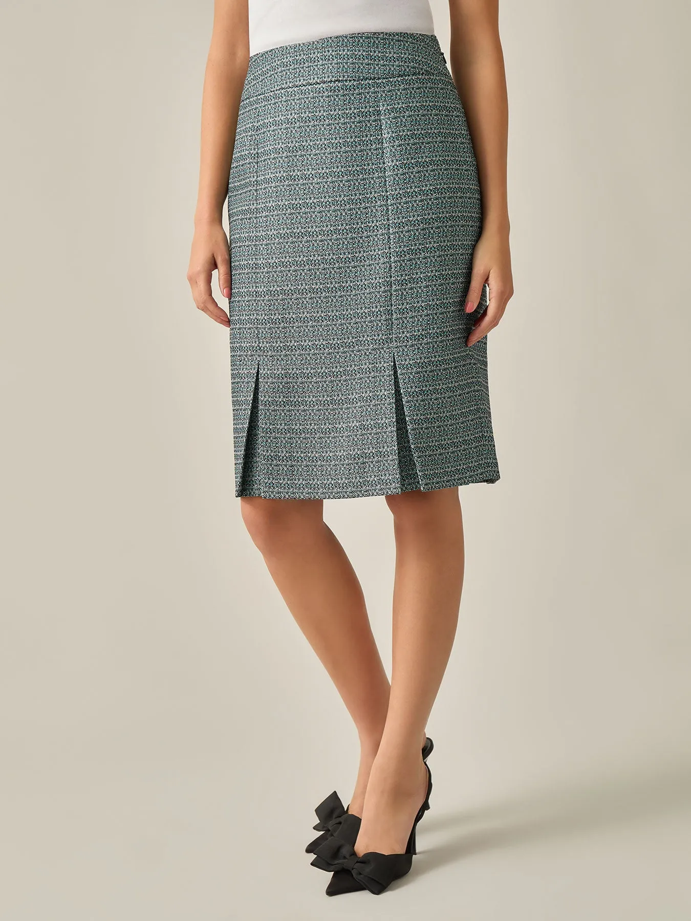 Panel Pleat Skirt, Tweed