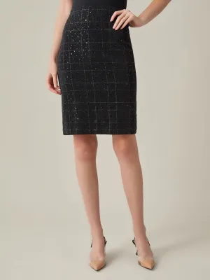 Pull-On Pencil Skirt, Plaid Sparkle Detail