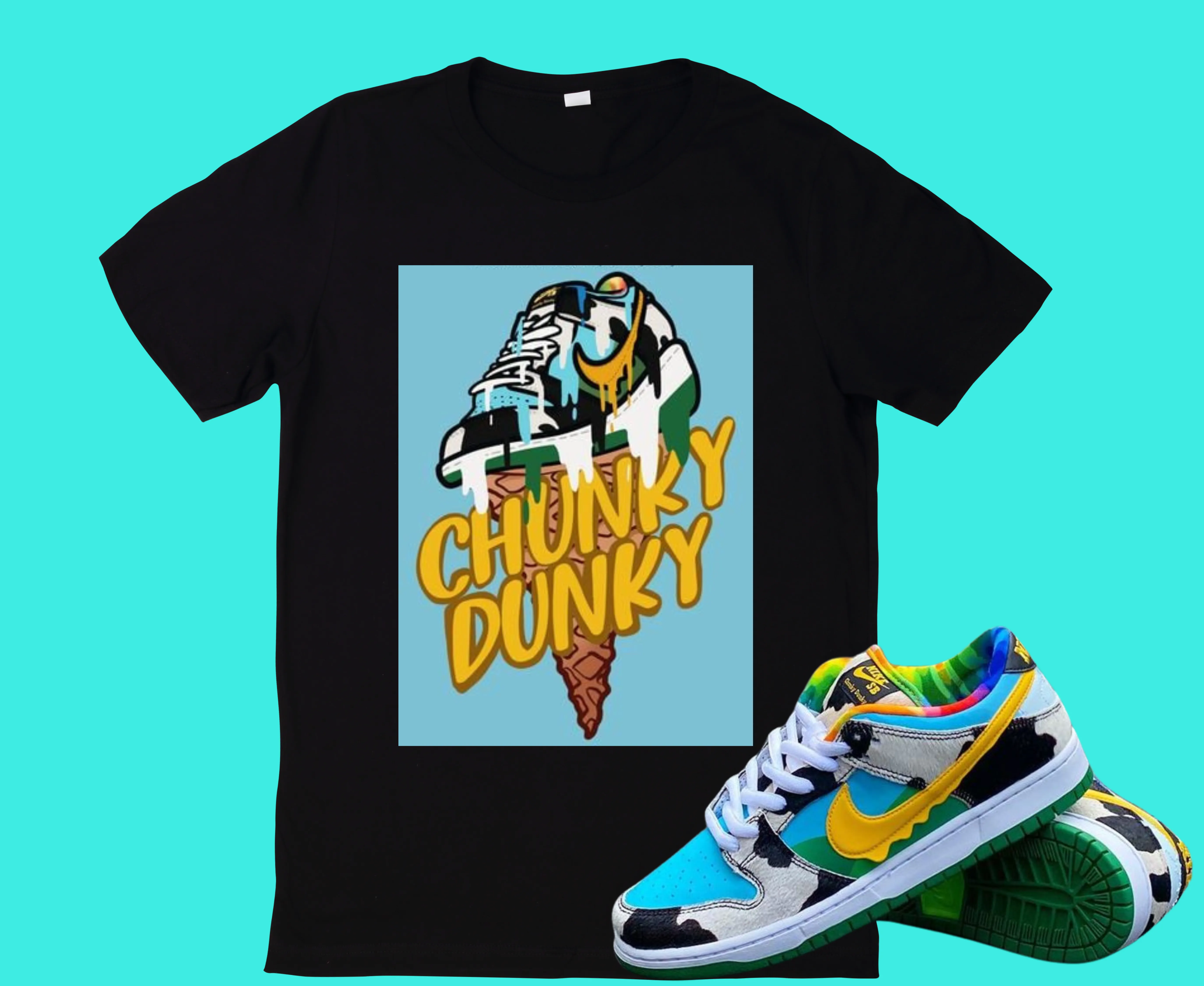 "Ice Cream Drip Chunky Dunk" T-shirt to Match Ben Jerry ice Cream Chunky Dunks