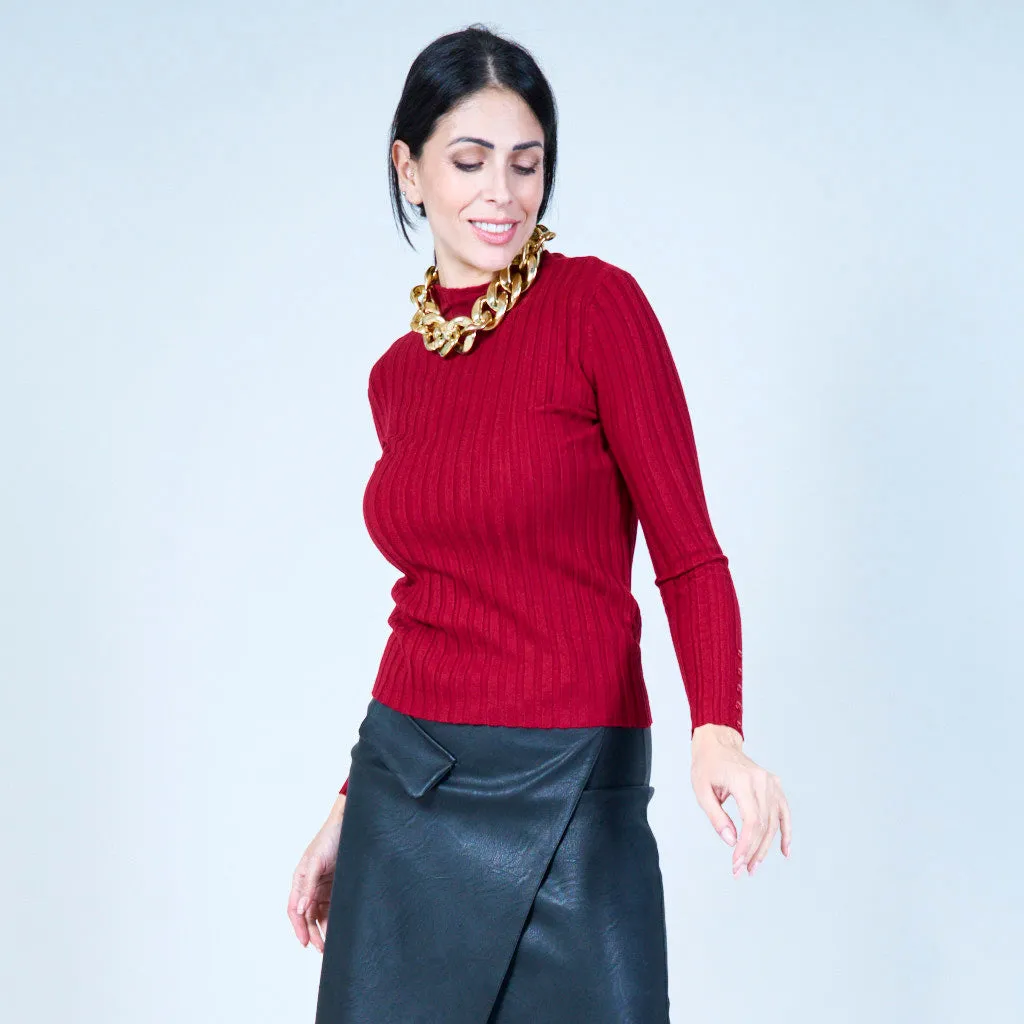 Ribbed high-neck sweater wholesale