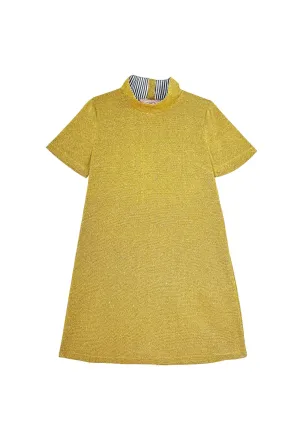 Short Sleeve Mod Dress - Gold Sparkle