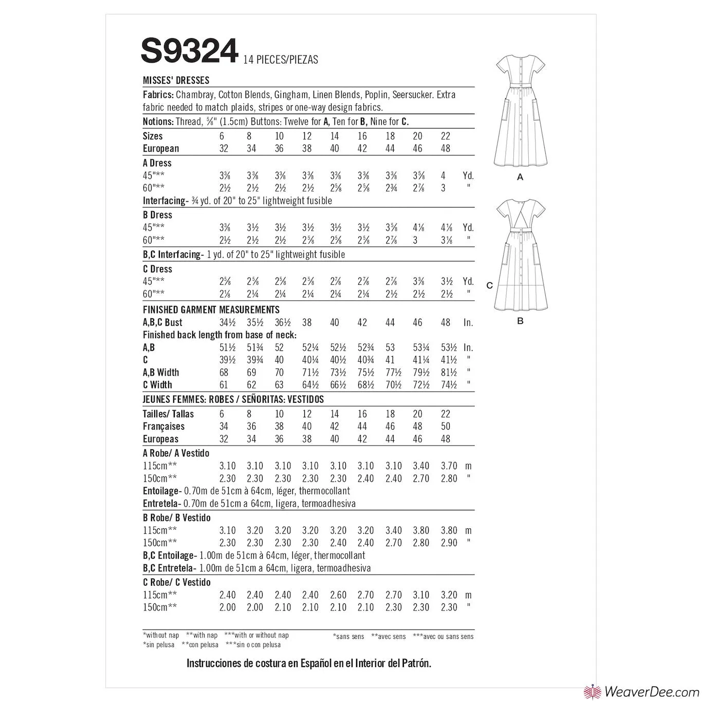 Simplicity Pattern S9324 Misses' Dresses