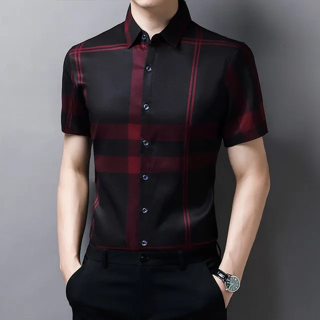 Striped Printed Stylish Short Sleeve Men Shirt