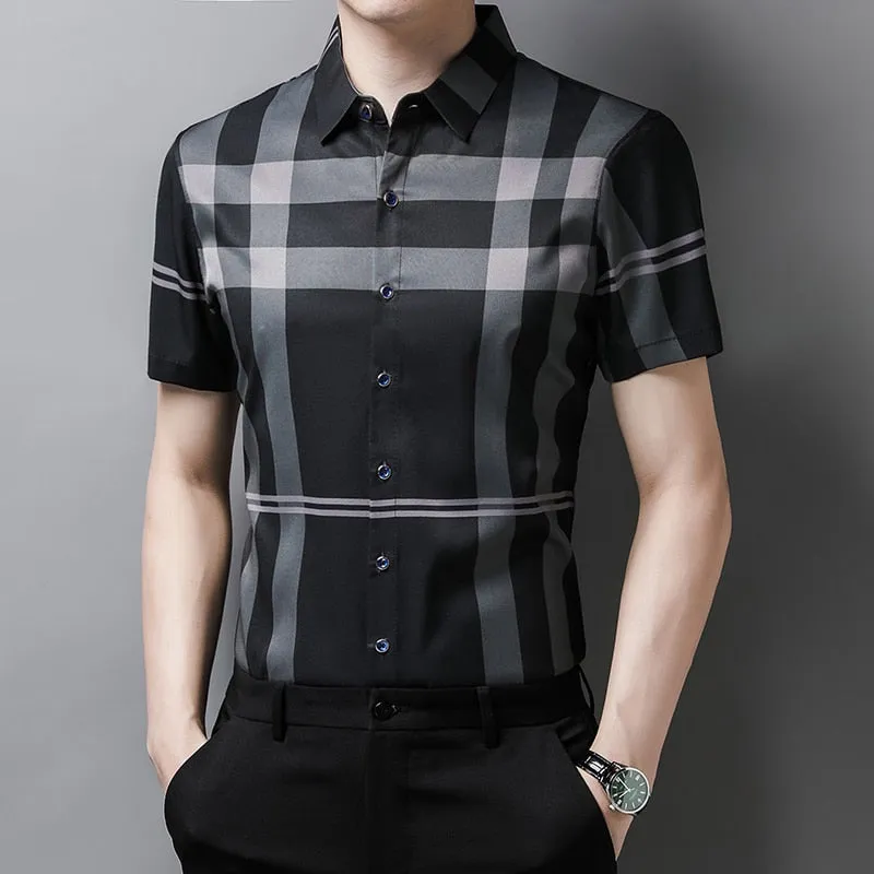 Striped Printed Stylish Short Sleeve Men Shirt