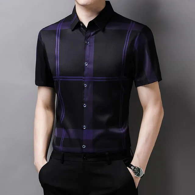 Striped Printed Stylish Short Sleeve Men Shirt