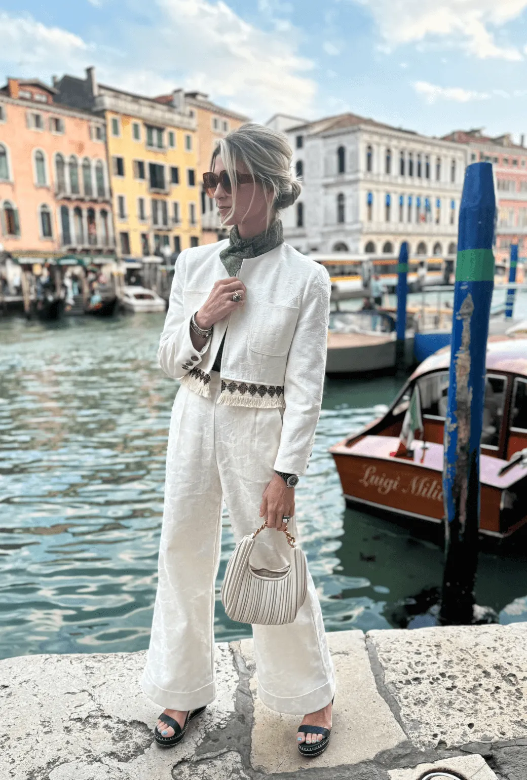 The Fringed Bolero Blazer - Ivory Damask