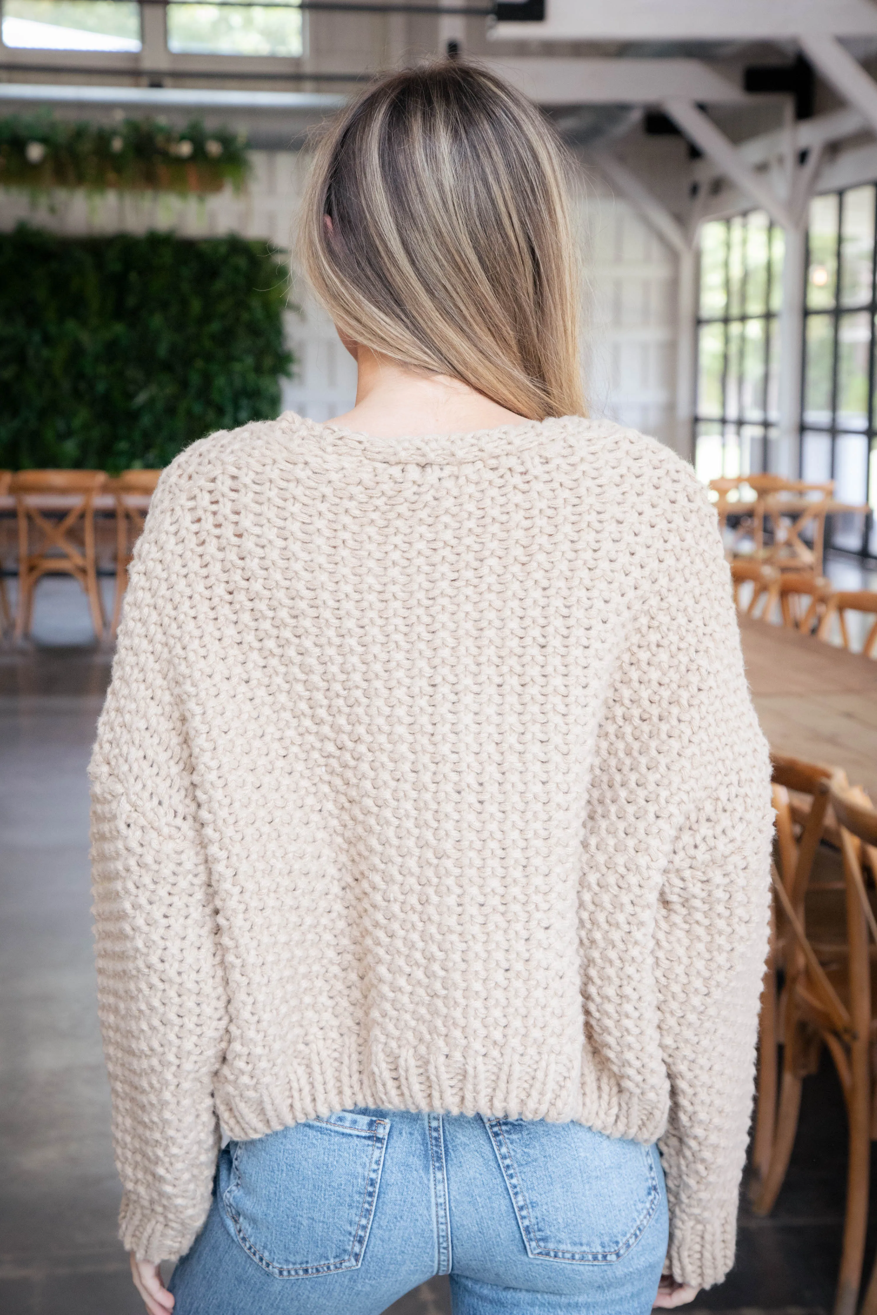 Vicky Chunky Knit Cardigan, Tan