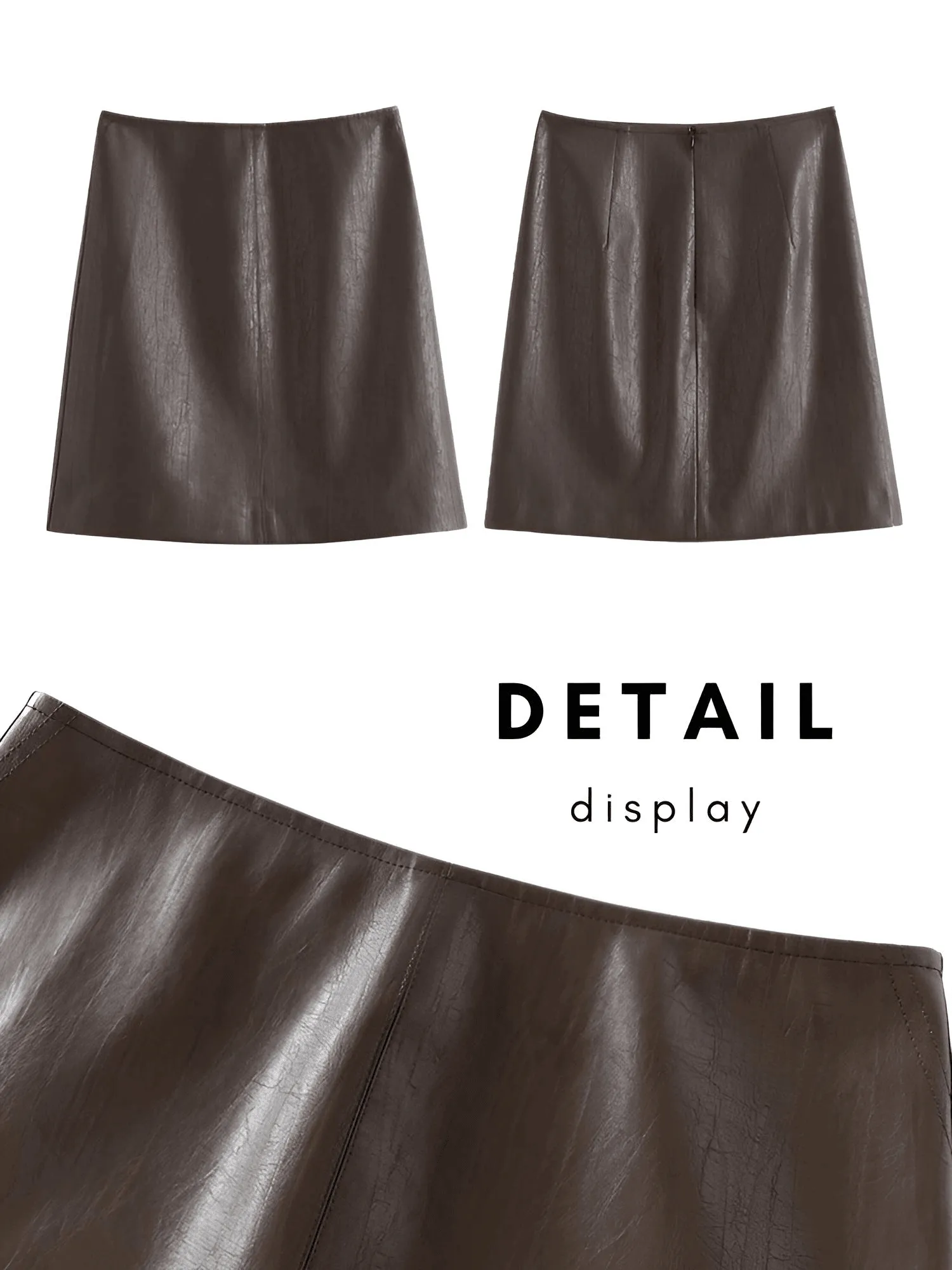 Women's Brown Leather Mini Skirt