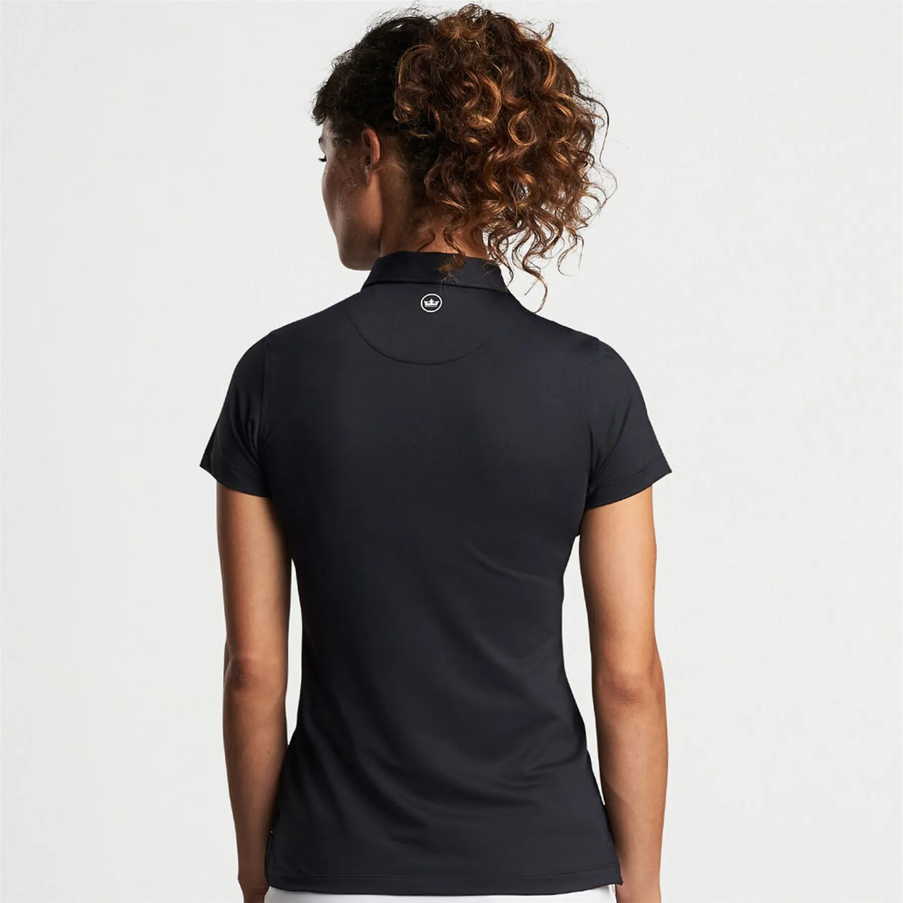 Womens Short Sleeve Button Polo Black - 2024