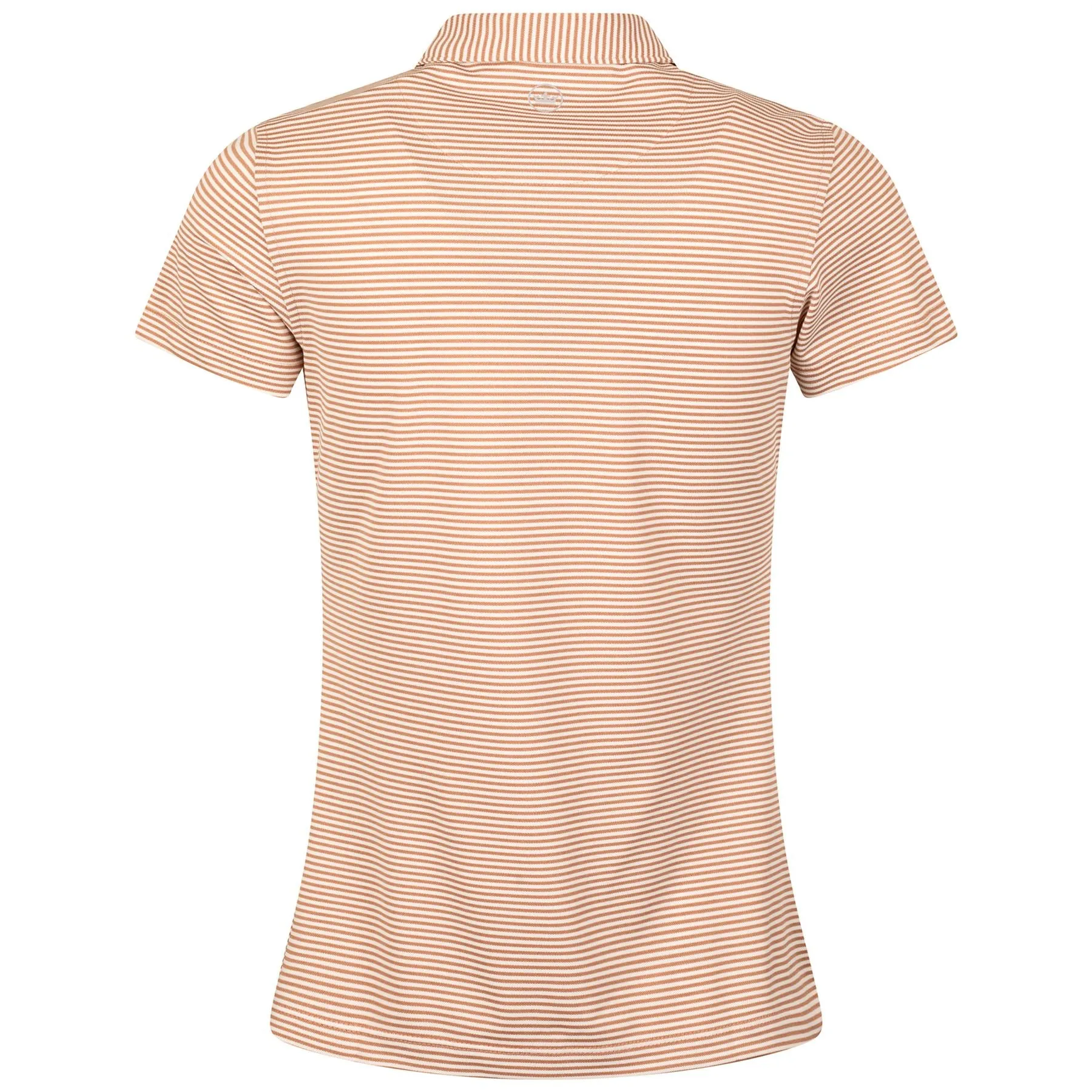 Womens Vista Stripe Sport Mesh Button Polo Camel/Ivory - AW24